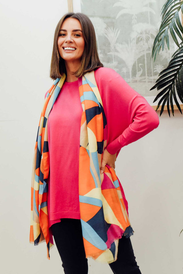 Meryl Hot Pink Wool Blend Drape Jumper