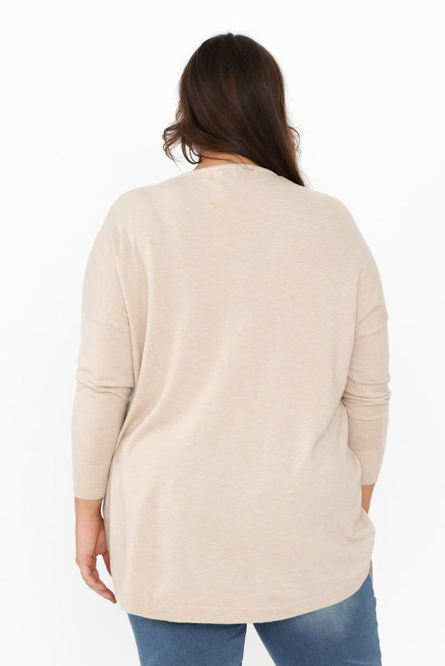 Meryl Beige Wool Blend Drape Jumper,Brunette model,alt text|model:Gabby image 11