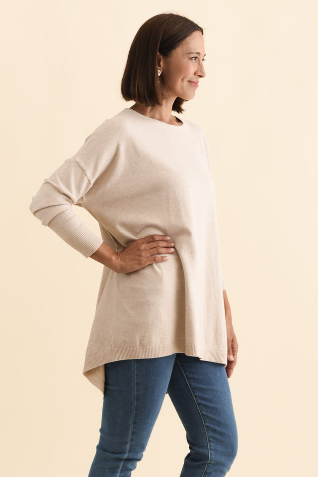 Meryl Beige Wool Blend Drape Jumper,Brunette model,alt text|model:Cara image 4