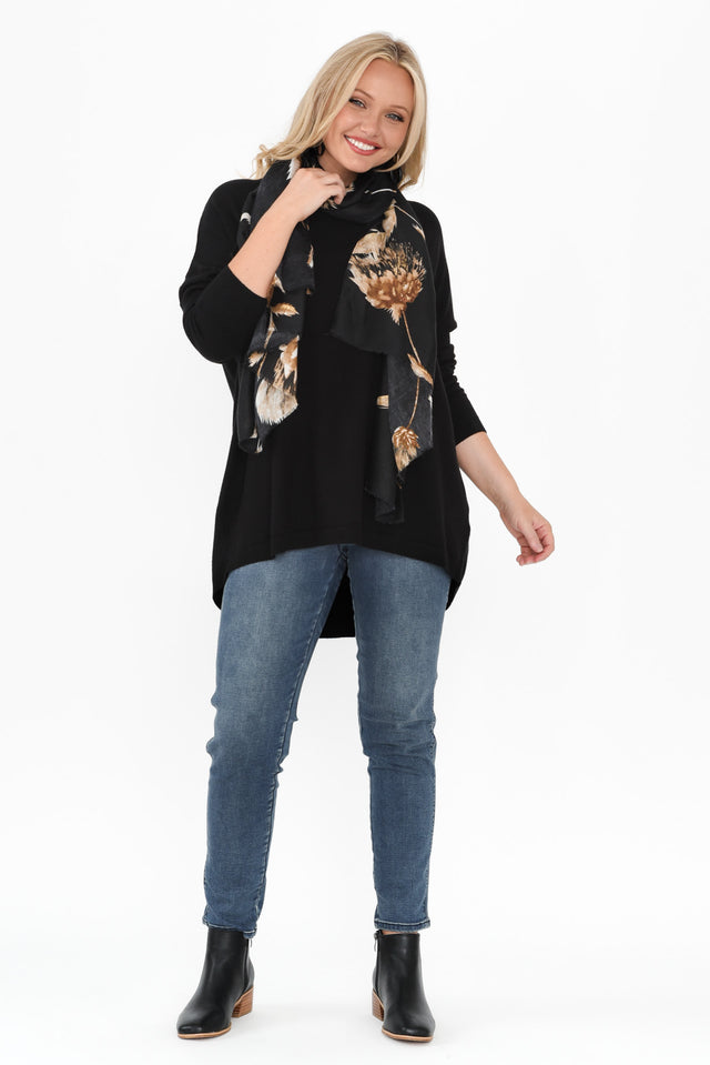 Meryl Black Wool Blend Drape Jumper,alt text|model:Brookel image 9