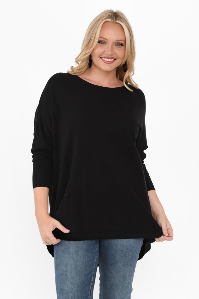 Meryl Black Wool Blend Drape Jumper,alt text|model:Brookel image 8