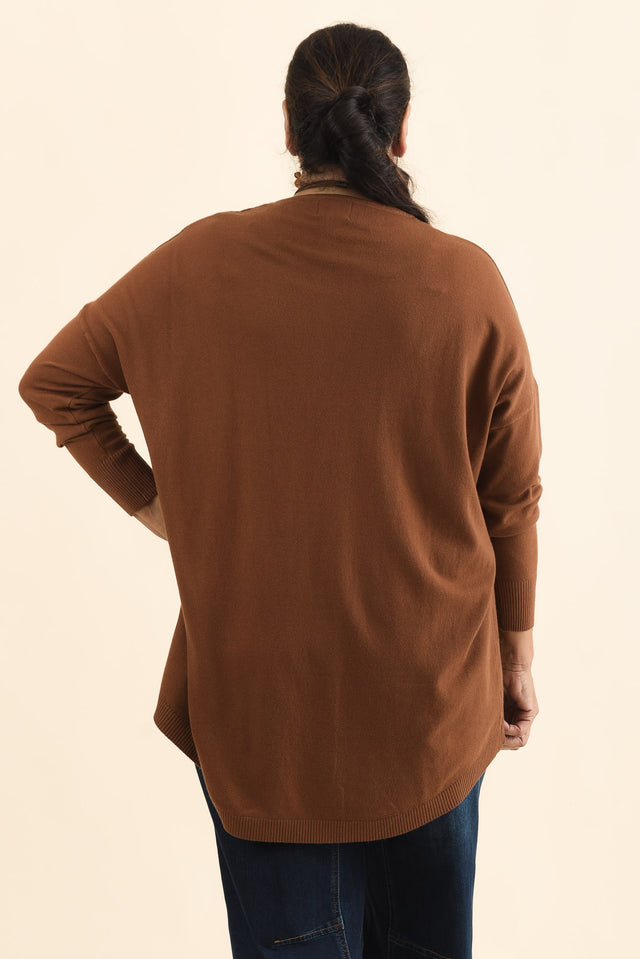 Meryl Chocolate Wool Blend Drape Jumper,Brunette model,alt text|model:Pilita image 6