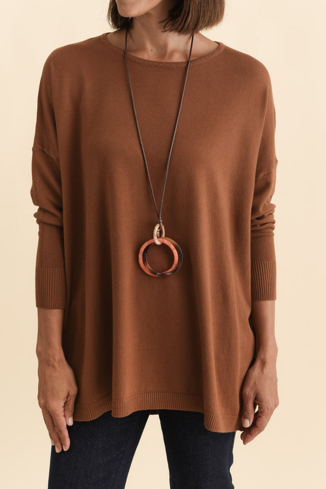 Meryl Chocolate Wool Blend Drape Jumper,Brunette model,alt text|model:Cara image 11