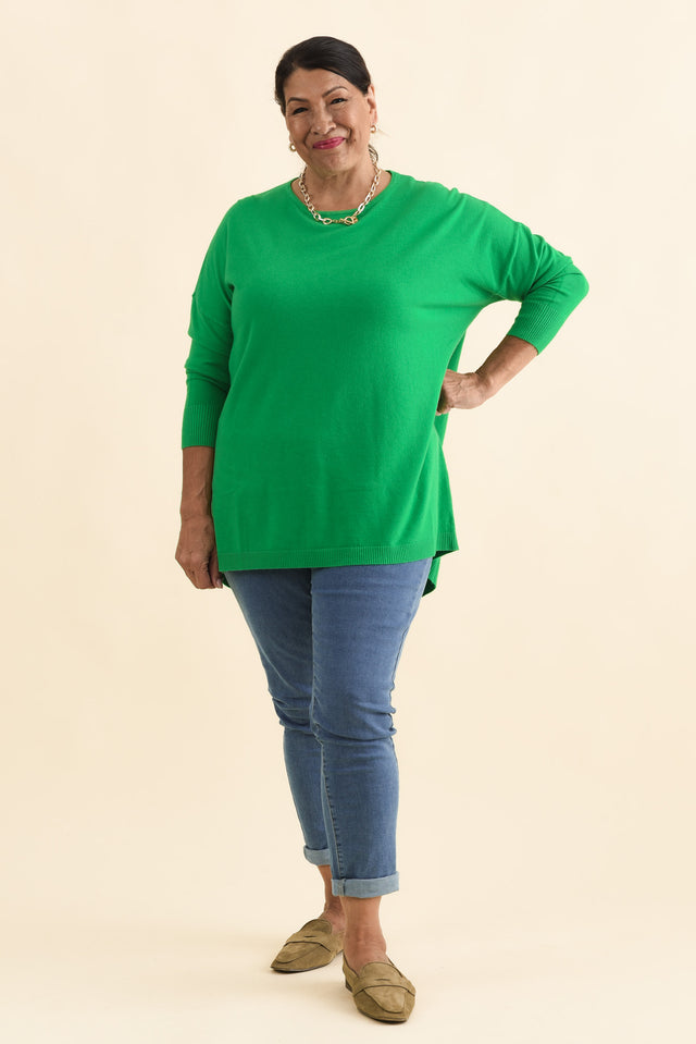 Meryl Forest Green Wool Blend Drape Jumper,Brunette model,alt text|model:Pilita image 10