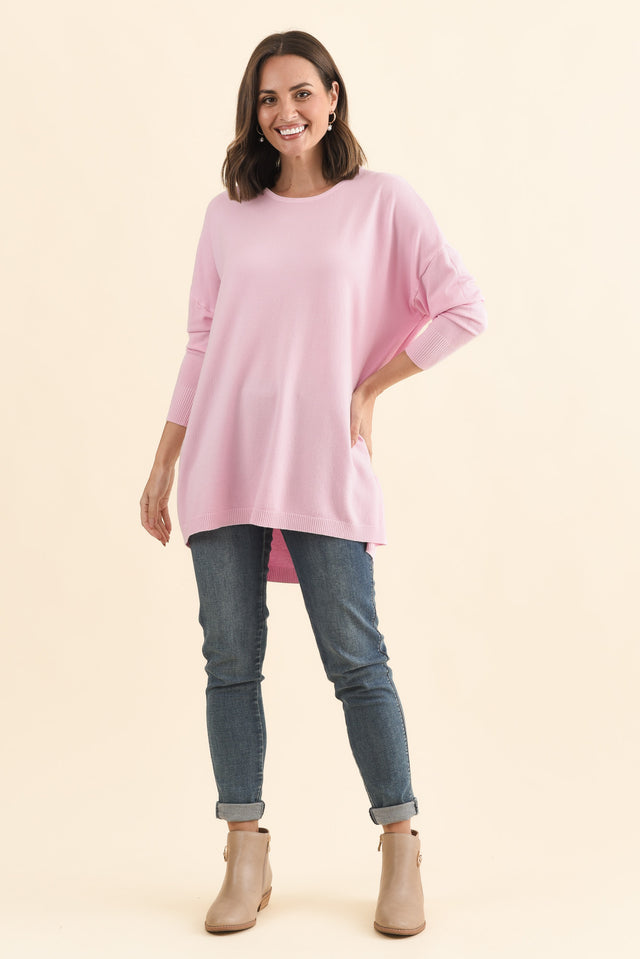 Meryl Pink Wool Blend Drape Jumper,Brunette model,alt text|model:MJ image 7