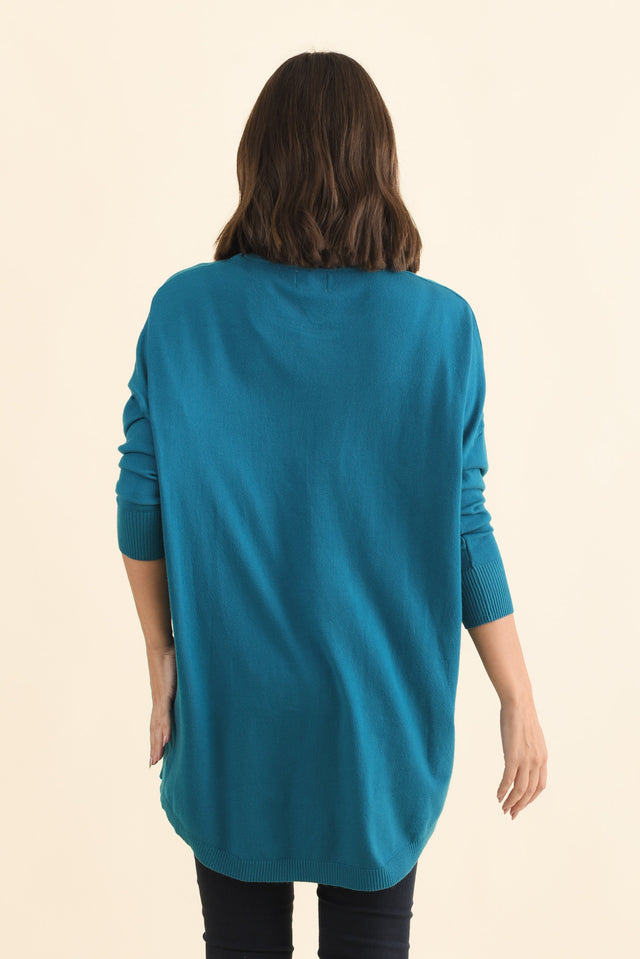 Meryl Teal Wool Blend Drape Jumper,Brunette model,alt text|model:MJ image 6