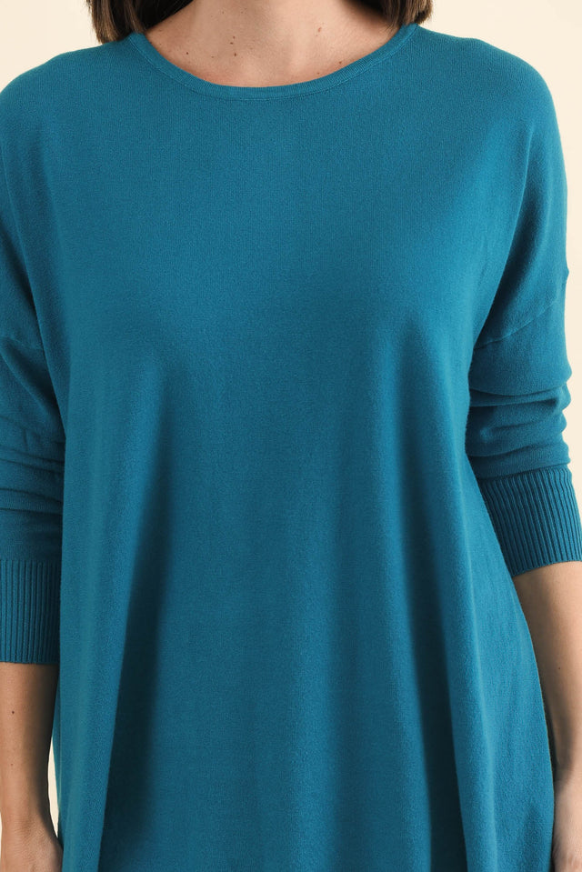 Meryl Teal Wool Blend Drape Jumper,Brunette model,alt text|model:MJ image 7