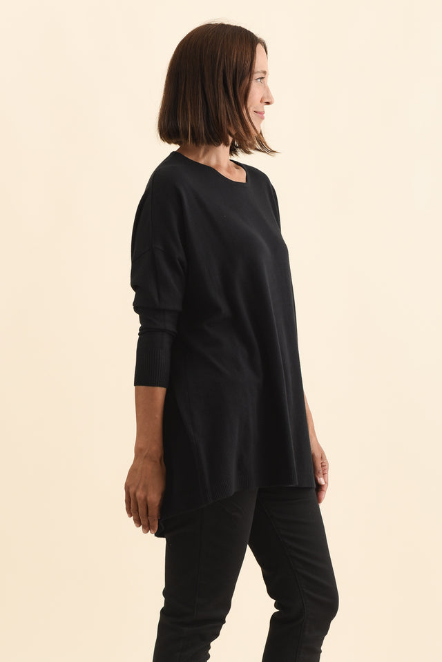 Meryl Black Wool Blend Drape Jumper,Brunette model,alt text|model:Cara image 4