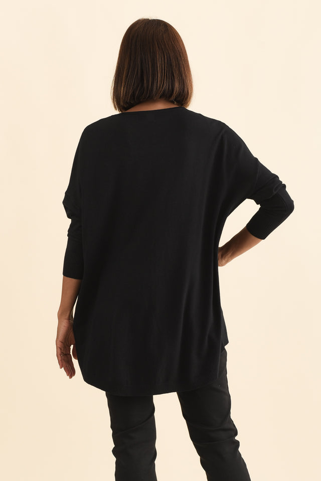 Meryl Black Wool Blend Drape Jumper,Brunette model,alt text|model:Cara image 5