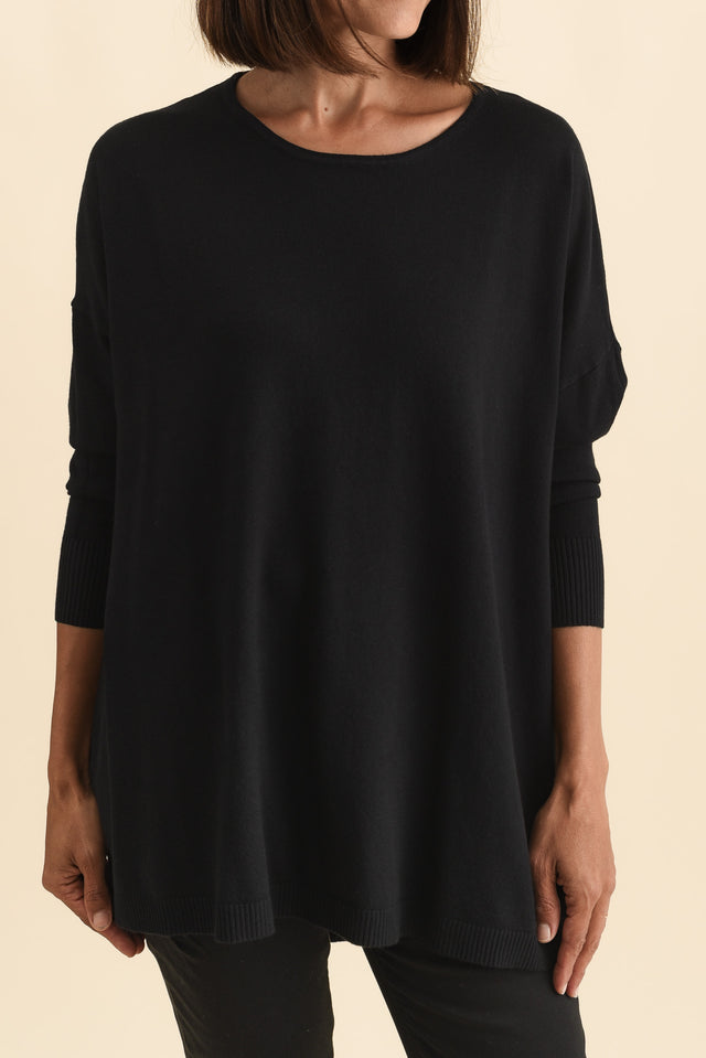 Meryl Black Wool Blend Drape Jumper,Brunette model,alt text|model:Cara image 6