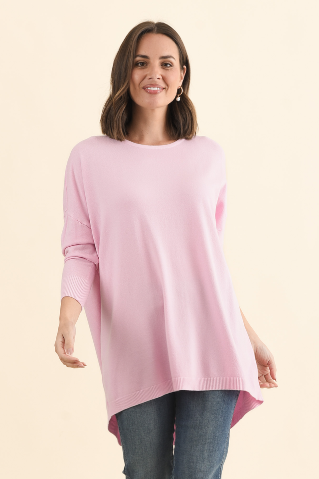 Meryl Pink Wool Blend Drape Jumper,Brunette model,alt text|model:MJ image 1