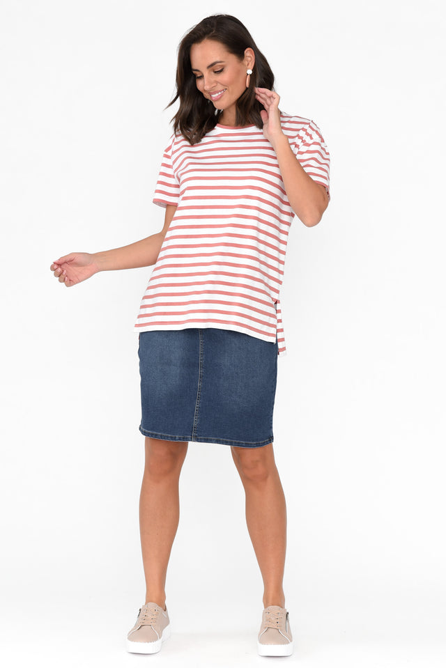 Mia Blush Stripe Cotton Tee