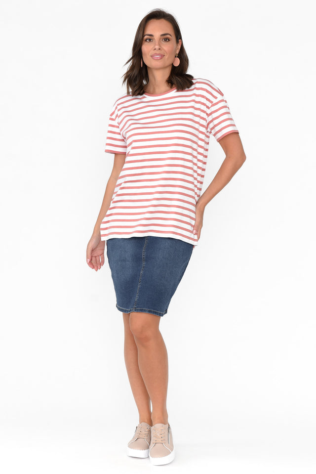 Mia Blush Stripe Cotton Tee