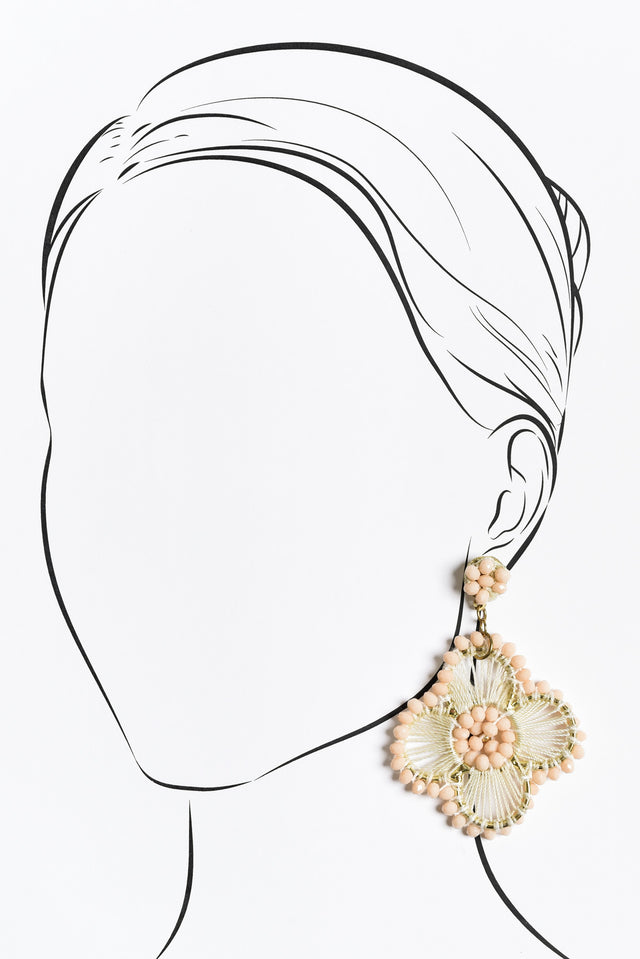 Miah Blush Beaded Flower Earrings