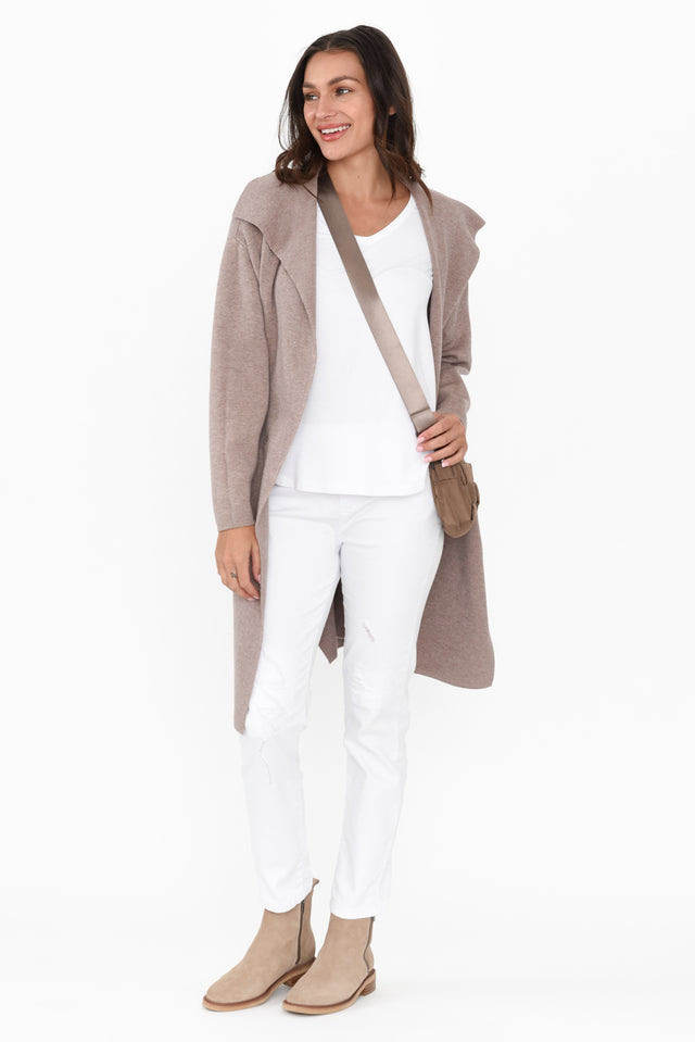 Michele Taupe Cotton Blend Longline Cardigan banner image
