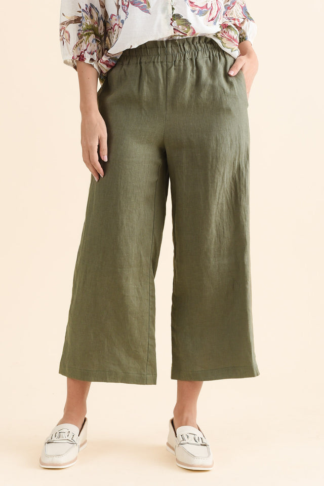Mika Khaki Linen Pocket Pants