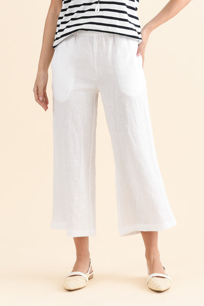 Mika White Linen Pocket Pants