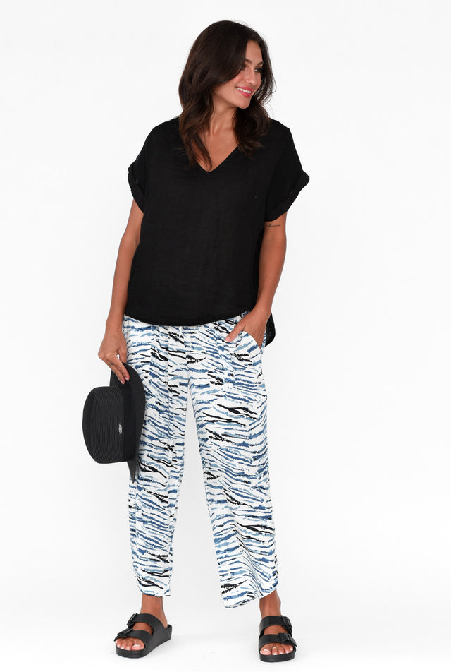 Mila Blue Abstract Tie Pants