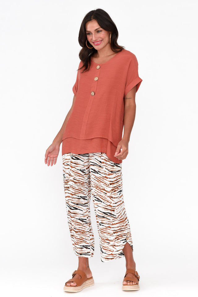 Mila Brown Abstract Tie Pants image 2