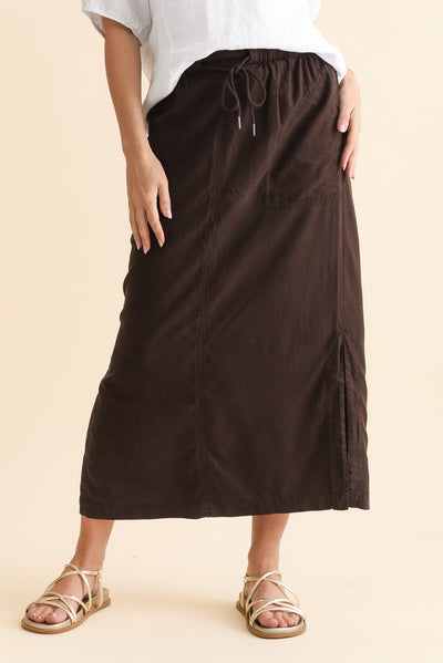 Mila Chocolate Drawstring Skirt