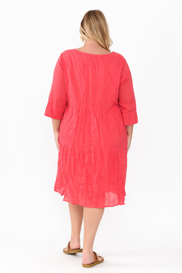 Milana Cherry Crinkle Cotton Dress,Blonde model,alt text|model:Caitlin image 12