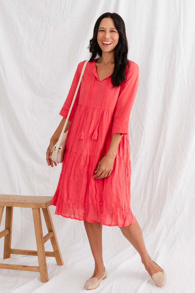 Milana Cherry Crinkle Cotton Dress,Lifestyle