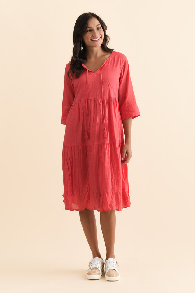 Milana Cherry Crinkle Cotton Dress,Brunette model,alt text|model:Brontie image 9