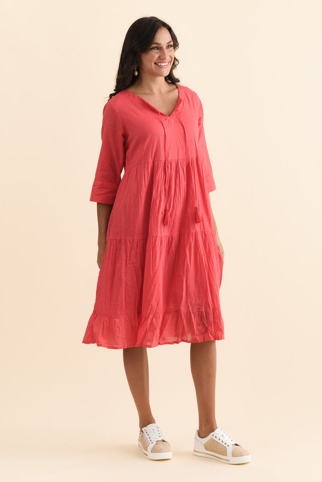 Milana Cherry Crinkle Cotton Dress,Brunette model,alt text|model:Brontie image 6