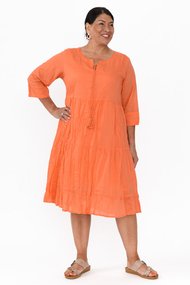 Milana Orange Crinkle Cotton Dress image 12