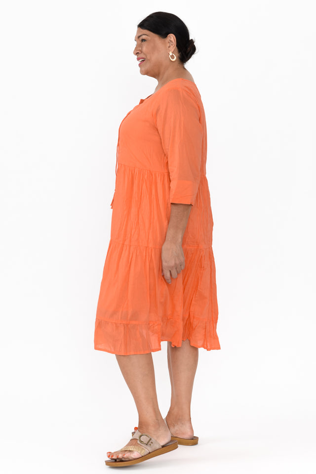 Milana Orange Crinkle Cotton Dress image 10