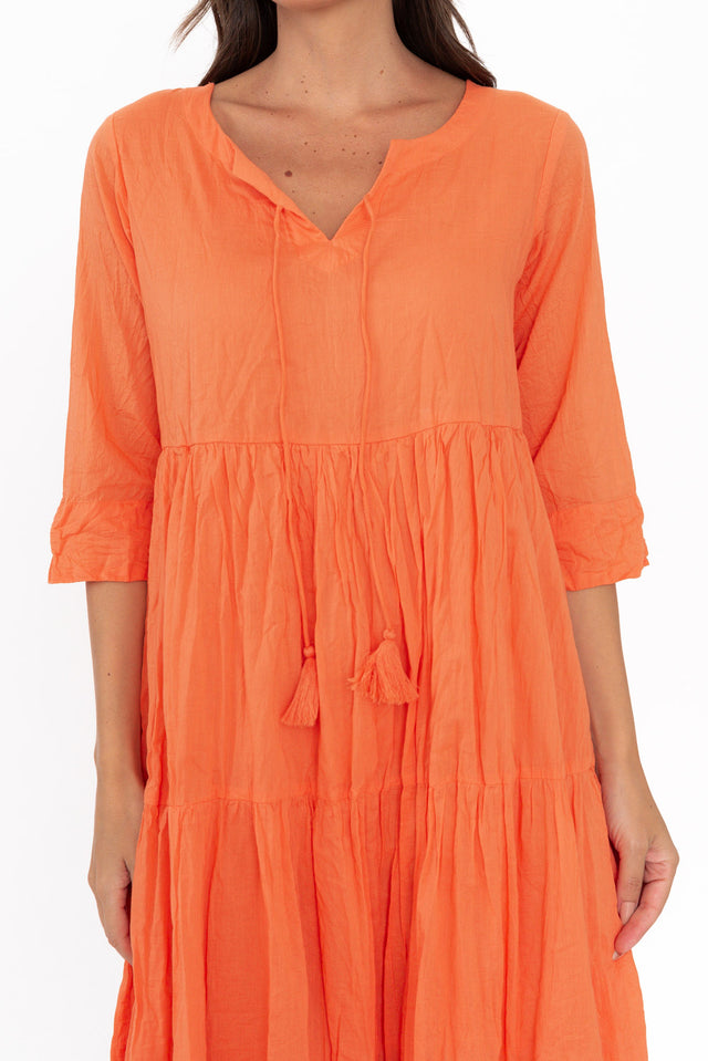 Milana Orange Crinkle Cotton Dress image 7