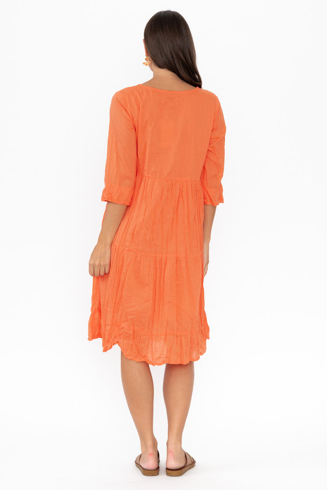 Milana Orange Crinkle Cotton Dress image 6