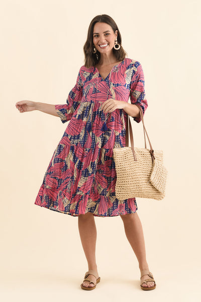 Milana Pink Lily Crinkle Cotton Dress