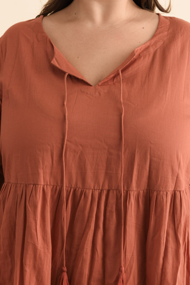 Milana Rust Crinkle Cotton Dress image 6