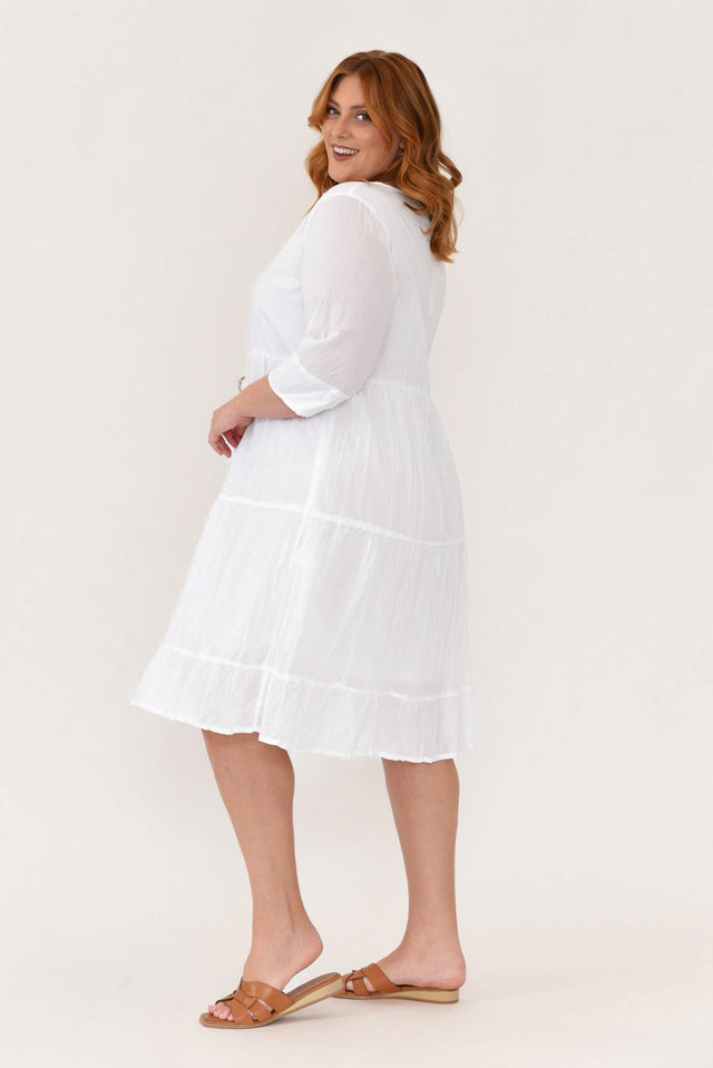 Milana White Crinkle Cotton Dress,Blonde model,alt text|model:Caitlin image 11