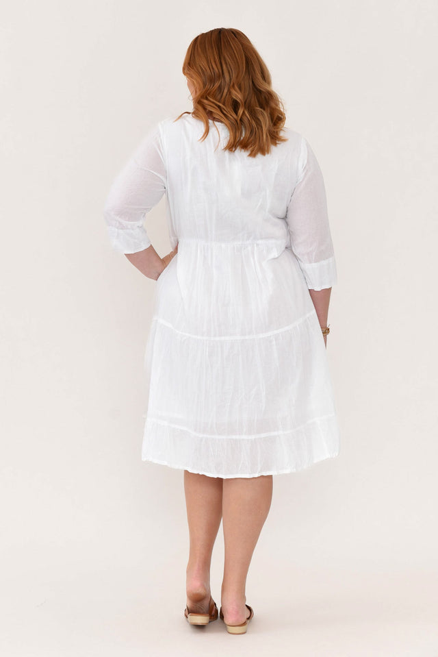 Milana White Crinkle Cotton Dress,Blonde model,alt text|model:Caitlin image 12