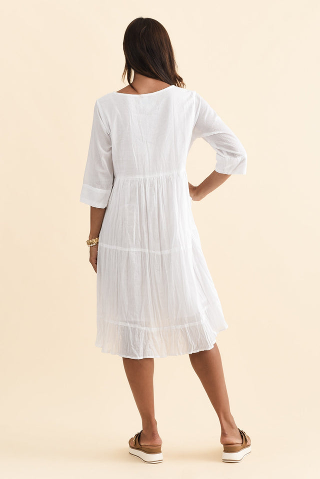 Milana White Crinkle Cotton Dress,Brunette model,alt text|model:Cara image 7