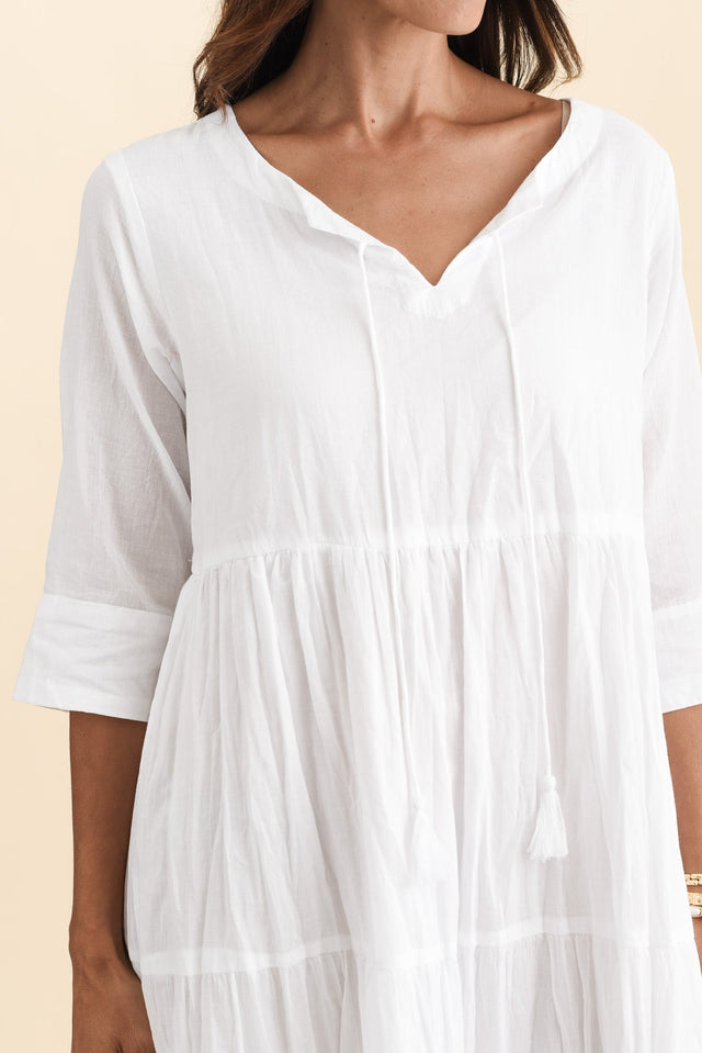 Milana White Crinkle Cotton Dress,Brunette model,alt text|model:Cara image 8