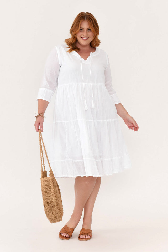 Milana White Crinkle Cotton Dress,Blonde model,alt text|model:Caitlin image 10
