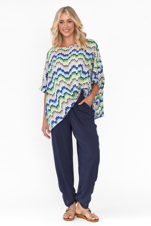 Milly Navy Ruched Hem Pants image 7