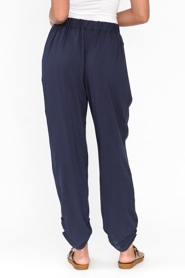 Milly Navy Ruched Hem Pants