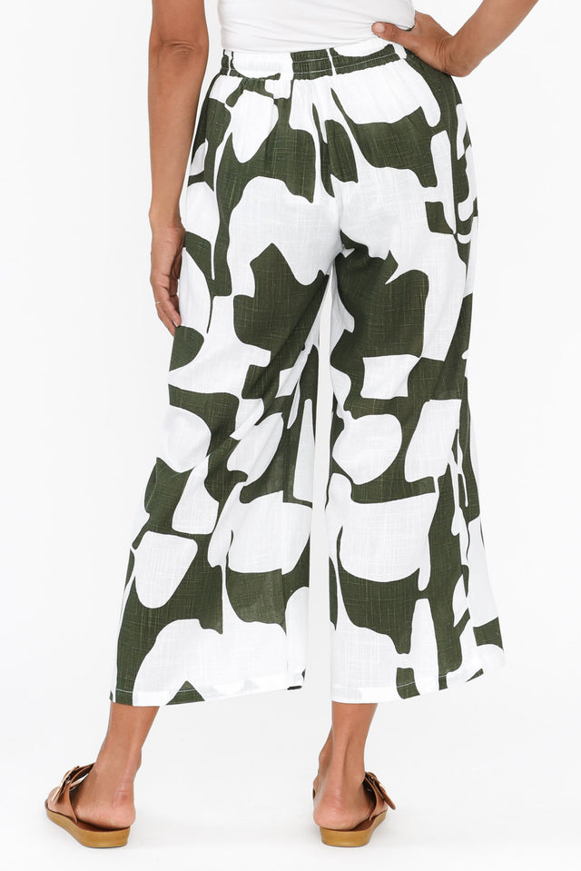 Minnelli Khaki Geo Linen Cotton Pants,Brunette model,alt text|model:Cara image 6