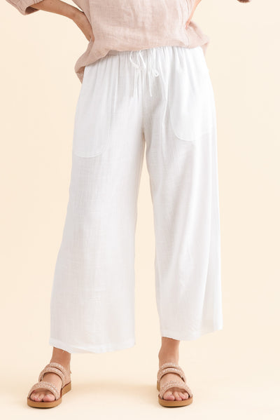 Minnelli White Linen Cotton Pants
