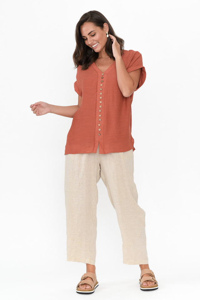 Ataya Beige Linen Pants