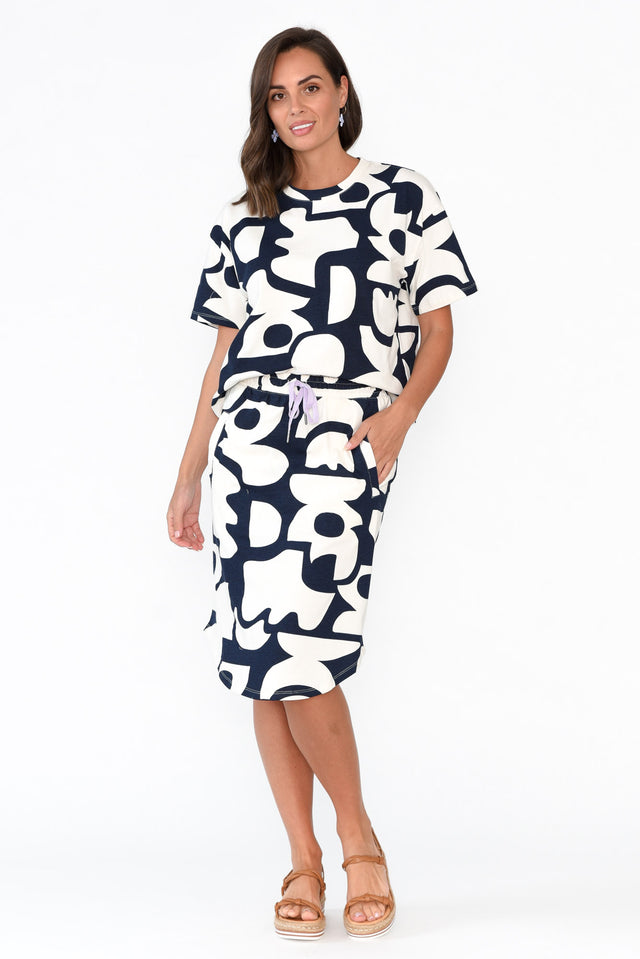 Miro Navy Abstract Cotton Top image 2