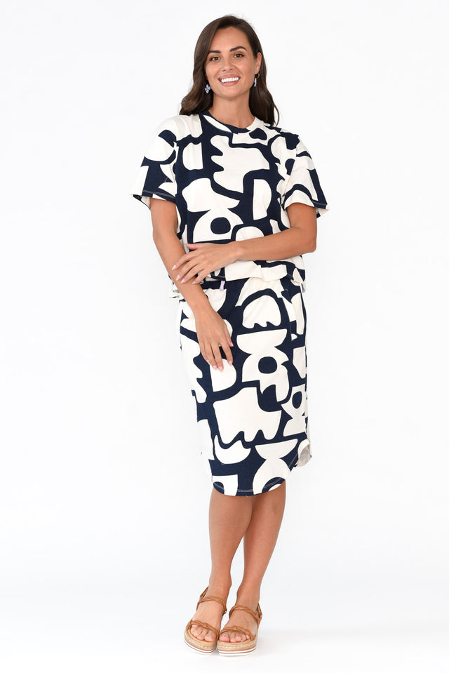 Miro Navy Abstract Cotton Top image 6