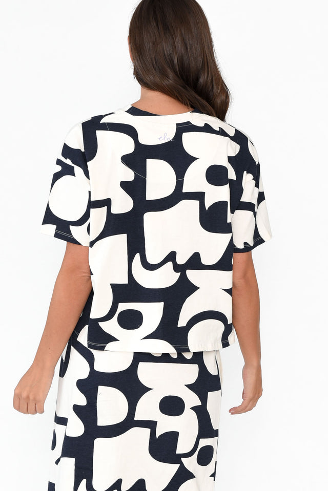 Miro Navy Abstract Cotton Top image 5