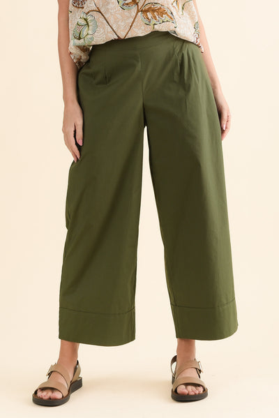 Mirra Khaki Cotton Pocket Pants