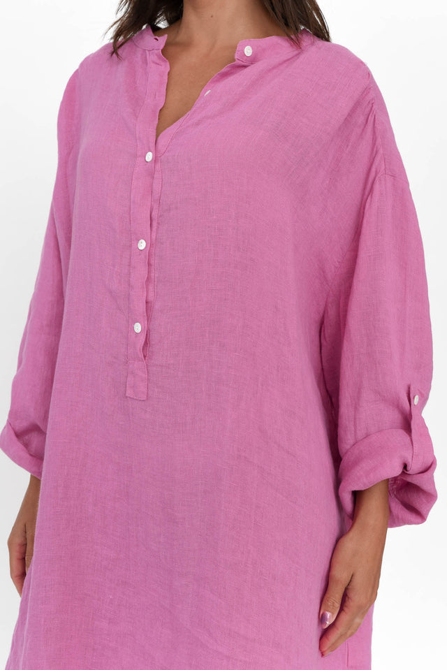 Mischa Pink Linen Shirt Dress image 6