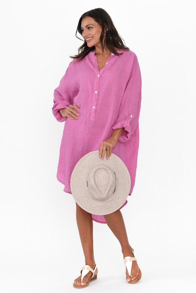 Mischa Pink Linen Shirt Dress image 3